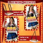 Marsui 2 Pcs Halloween Snack Trays with Straps 15 x 11 x 2 Inch Wooden Movie Night Snack Drink Trays Vendor Usherette Popcorn Drink Beverage Carrier for 20's Theme Carnival Party Costume(White)