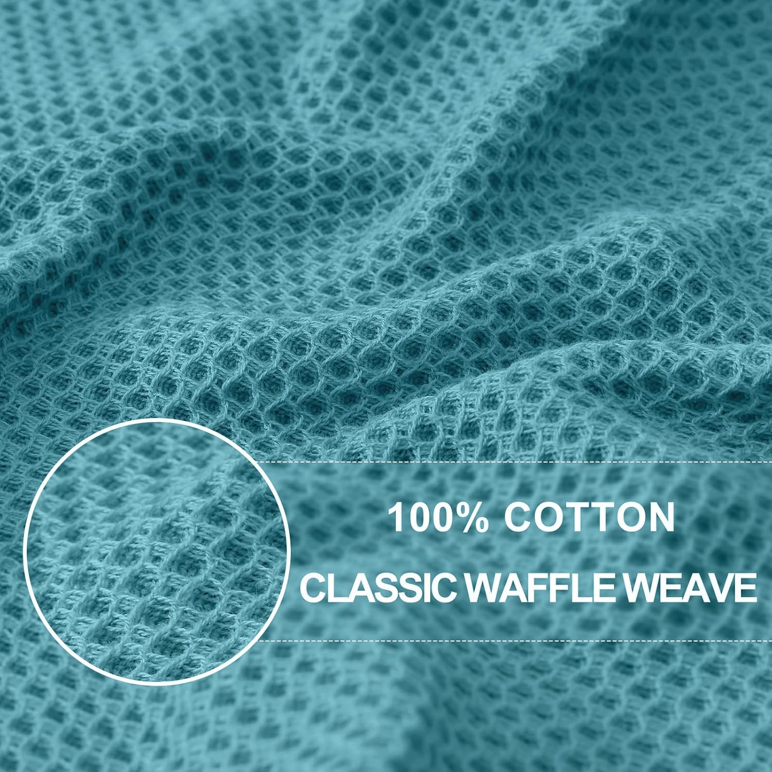 Homaxy 100% Cotton Waffle Weave Kitchen Dish Cloths, Ultra Soft Absorbent Quick Drying Dish Towels, 12 x 12 Inches, 12-Pack, Lake Blue