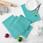 Homaxy Premium Kitchen Towels(18”x 28”, 8 Pack), Large Cotton Kitchen Hand Towels, Flat and Terry Dish Towels, 380 GSM Highly Absorbent Tea Towel Set with Hanging Loop, Teal