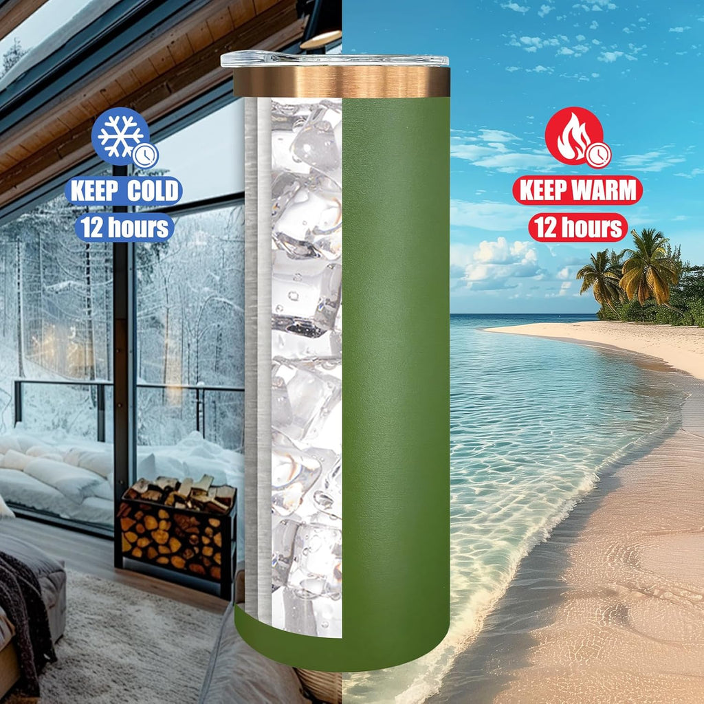 20 oz Skinny Tumblers Bulk 4 Pack, Stainless Steel Insulated Tumbler with Lids and Straws, Slim Double Wall Powder Coated Travel Coffee Mugs Reusable Cup for Hot Cold Drinks (Mixed,4 pack)