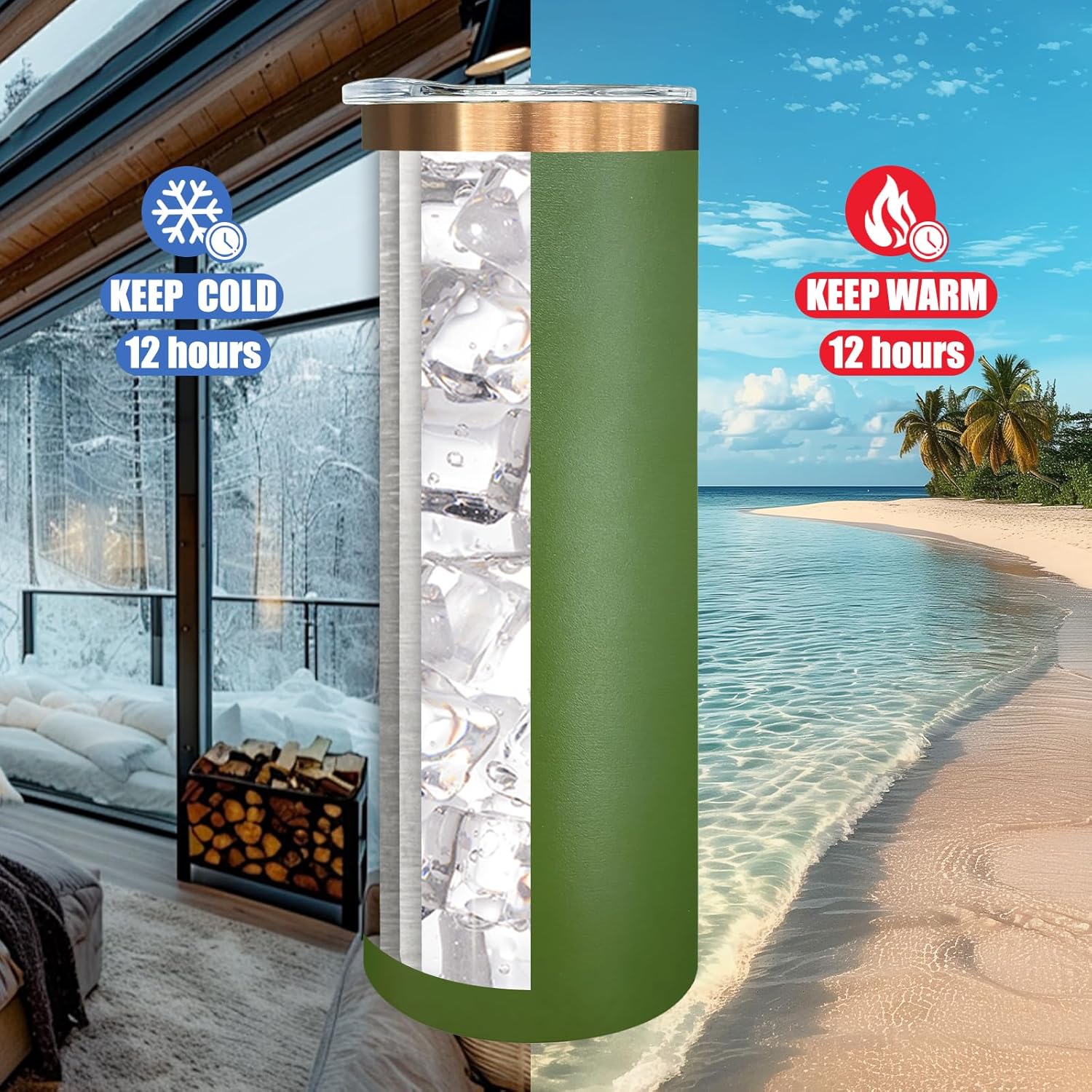 20 oz Skinny Tumblers Bulk 8 Pack, Stainless Steel Insulated Tumbler with Lids and Straws, Slim Double Wall Powder Coated Travel Coffee Mugs Reusable Cup for Hot Cold Drinks (Mixed,8 pack)