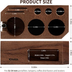 KHAVA Espresso Tamping Station | Wooden Coffee Tamper Station 51-54 mm | Espresso Organizer & Portafilter Holder | Coffee Station Organizer for Countertop | Espresso Accessories for Coffee Bar, Brown