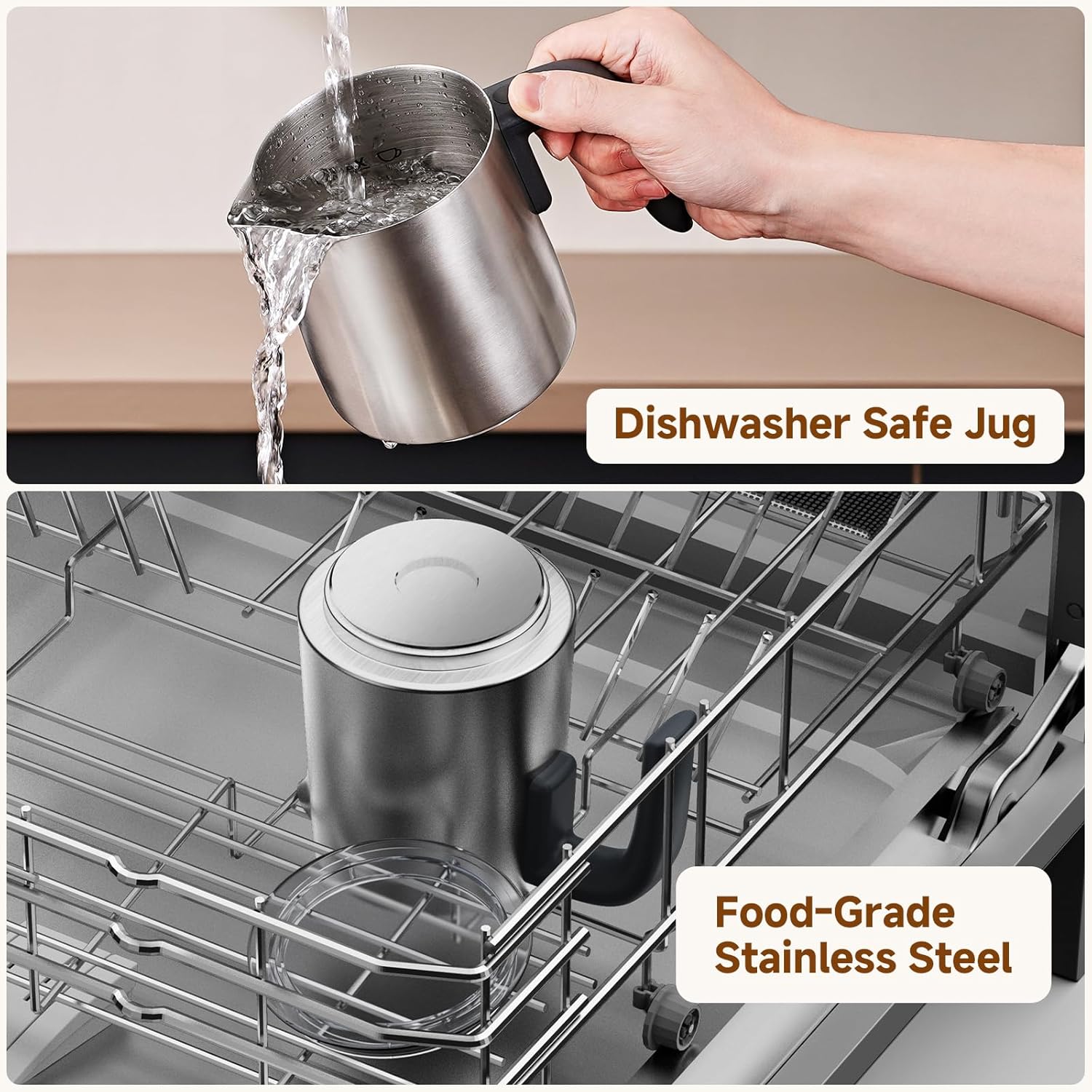 AMZCHEF 8-IN-1 Milk Frother and Steamer 600W w/Smart Touch Control, 17oz/500ml Detachable Frother for Coffee, Automatic Warm and Cold Foam Maker, Hot Chocolate Maker, Dishwasher Safe