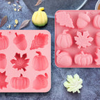 Thanksgiving Fall Silicone Molds Halloween Pumpkin Candy Mold Maple Leaf Fondant Molds Autumn Leaves Chocolate Cake Pan Baking Tray Mold for Thanksgiving Halloween Cake Cupcake Decorations