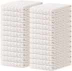 Homaxy Kitchen Towels(24 Pack, 10 x 20 inches), Ultra Soft and Absorbent Dish Towels, Reusable Fast Drying Microfiber Cleaning Cloth, Coral Velvet Wave Design No-lint, Beige