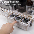 HTB K Cup Holder Compatible with K Cups, Coffee Pod Holder Holds Up 30 Cups, K Cup Organizer Storage Drawer Wood K Cup Drawer Vintage White