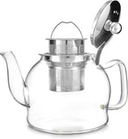 Teabloom Dublin Glass Teapot – Premium Borosilicate Glass with Removable Stainless Infuser – Stovetop Safe – Ideal for Loose Leaf Tea – Tea for Two – 27 oz. / 800 ml (2-3 Cups)