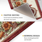Rustic Turkey Dish Drying Mat for Kitchen Countertop 18x24 inch Fall Thanksgiving Pumpkin Sunflowers Harvest Dish Drainer Mats Fast Drying Farmhouse Country Style Dish Drying Pad Holiday Decor Large