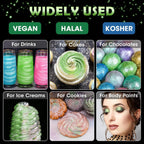 NiHome Edible Food-Grade Glitter Powder Glimmer Luster Dust Metallic Fancy Food Decorating Sprinkle Glimmery Dust for Drink Wine Beverage Cake Bakery Vegan Allergen-Free (Fruit Green, 0.35oz/10g)
