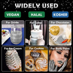 NiHome Edible Food-Grade Glimmer Powder Glitter Luster Dust Food Decorating Sprinkle Dust for Drink Wine Beverage Cake Candy Dessert Home Bakery Restaurant Vegan Allergen-Free (0.18oz/5g, Metallic)