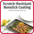 GoodCook Set of 2 Nonstick Steel 9" x 6.2" Toaster Oven Mini Baking Sheets with Racks, Gray