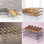 Lainrrew Cooling Rack, 3 Tier Stackable Baking Rack Stainless Steel Wire Cooking Rack for Cooking Roasting Cooling, Collapsible & Foldable, Dishwasher & Oven Safe