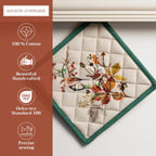 Maison d' Hermine Pot Holders Set 100% Cotton Heat Resistant Potholders 8" x 8" Hot Pads with Loop BBQ, Cooking, Baking, Grilling, Kitchen, Handling Hot Pans (Pack of 2, Recolte)