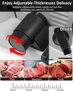 Meat Slicer, 200W Electric Deli Food Slicer with 2 Removable 7.5'' Stainless Steel Blades and Tray, Adjustable Thickness for home use,Child Lock Protection,Easy to Clean,Cuts Meat, Bread and Cheese