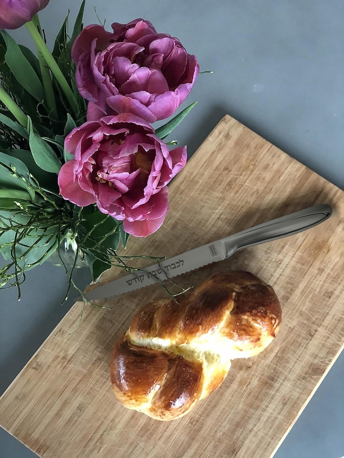 Premium Stainless Steel Challah Bread Knife - 4" Serrated Blade and Elegant Silver Handle - Perfect for Shabbat, Jewish Holidays