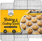 Checkered Chef Cooling Rack for Cooking and Baking - 11 ¾" x 17 Set of 2 Stainless Steel, Oven Safe Grid Wire Cookie Cooling Racks