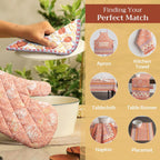 Maison d' Hermine Oven Gloves 100% Cotton Oven Mitt 7" x 13" with Loop Heat Resistant, BBQ, Cooking Gloves, Baking, Grilling, Kitchen, Handling Hot Pans (Pack of 1, Harvest Festival)