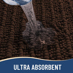 Arotive Luxury Chenille Bathroom Rug Mat, Extra Soft Thick Absorbent Shaggy Bath Rugs, Non-Slip Machine Wash Dry, Plush Bath Mats for Bathroom, Shower and Tub, 60x20, Brown