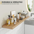 48 Inch Floating Shelves, 9.3" Deep Floating Shelf Wall Mounted, 48" Wall Shelves, Rustic Deep Bookshelf, Large Display Shelves & Storage Shelves for Bedroom, Living Room, Light Brown, Set of 1