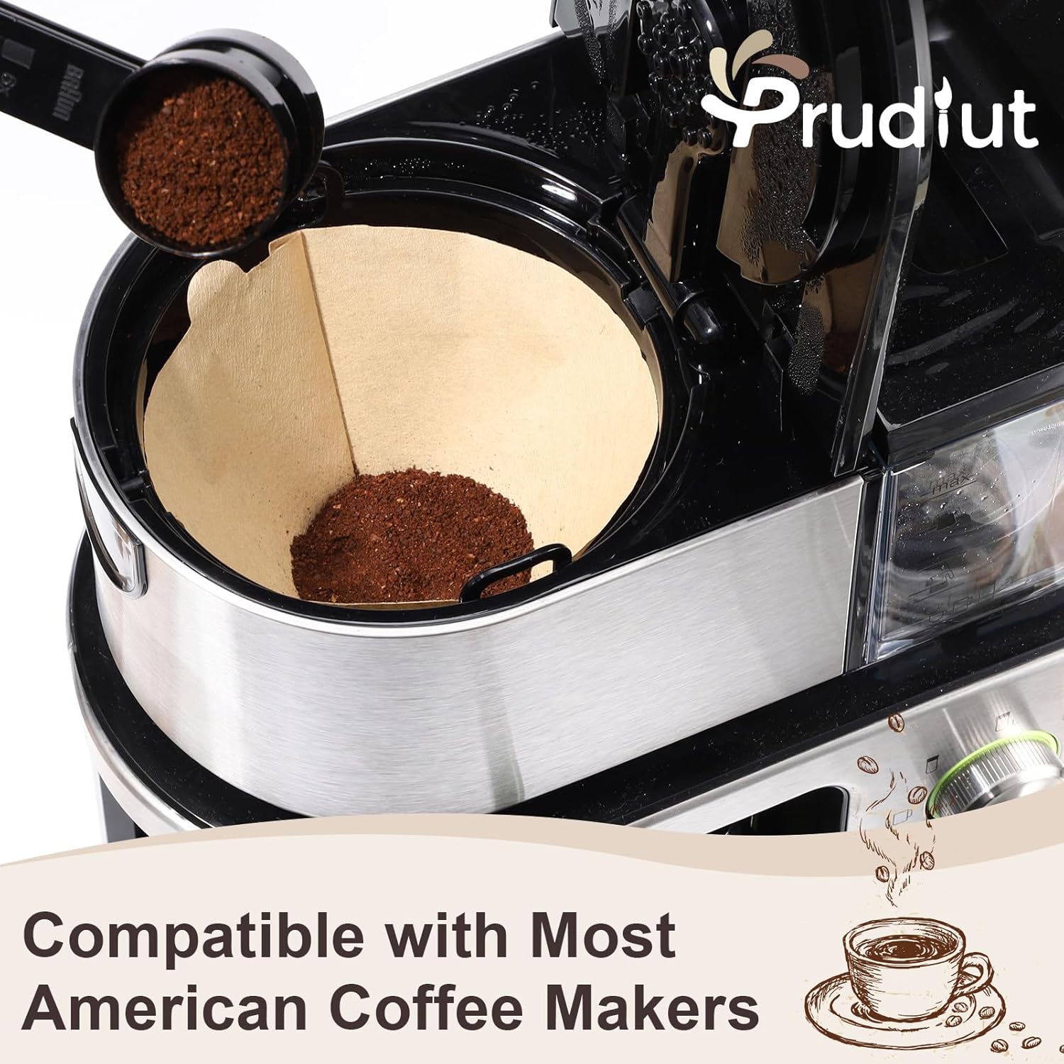 (Prudiut) 360 Count #4 Cone Coffee Filters 8-12 Cups, Disposable Natural Coffee Filters 4 Cone Paper Unbleached 4 Filters Paper Compatible with Ninja, Drip and Pour Over Coffee Maker