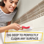 Scrub Brush Set of 3pcs - Cleaning Shower Scrubber with Ergonomic Handle and Durable Bristles - Grout Cleaner Brush - Scrub Brushes for Cleaning Bathroom, Shower, Tile, Kitchen, Floor, Bathtub, Floor