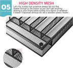 JANE EYRE Utensil Drawer Organizer, Cutlery Tray Silverware Flatware Storage Divider for Kitchen, Mesh Wire with Non-slip Foam Feet, 5 Component, Black