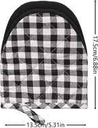 1 Pair Short Oven Mitts, Heat Resistant Silicone Kitchen Mini Oven Mitts for 500 Degrees, Non-Slip Grip Surfaces and Hanging Loop Gloves, Baking Grilling Barbecue Microwave Machine Washable