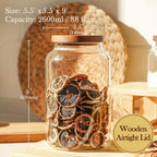 Labina Glass Storage Container Airtight Food Jars Kitchen Canister with Wood Lids, 88 Oz Wide Mouth Pantry Organization Glass Jar for Flour, Sugar, Cookie, Spagetti, Nuts and Candy