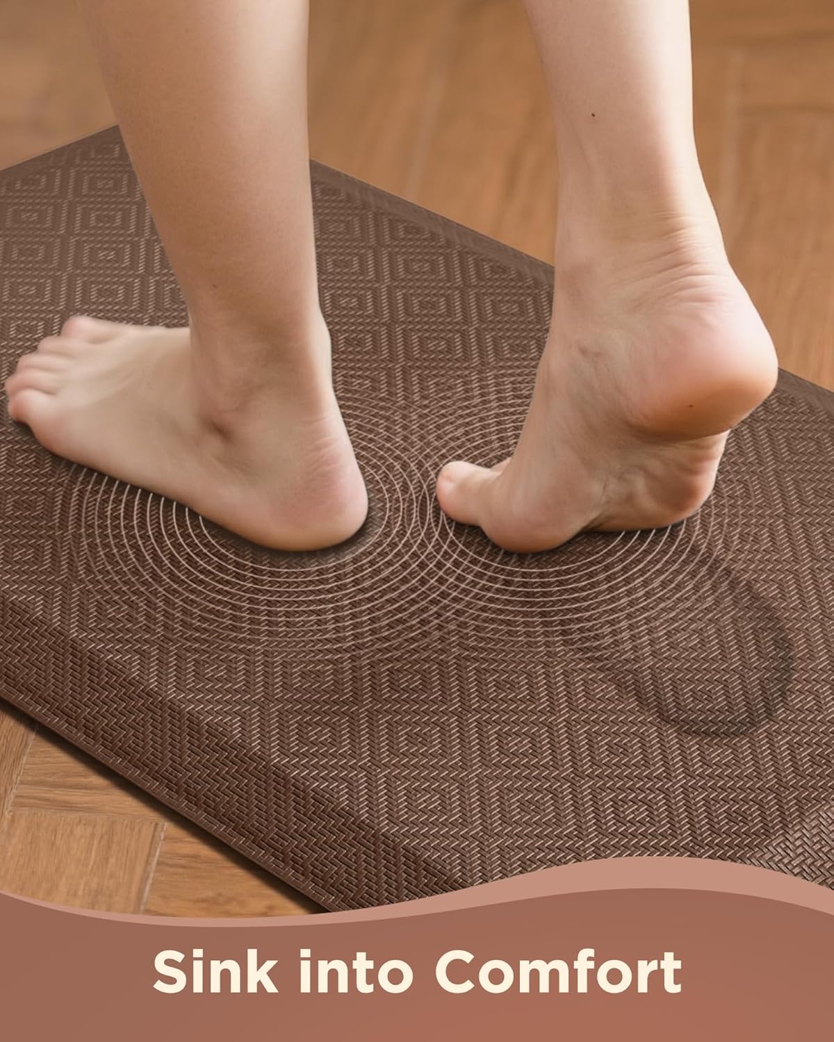Ophanie Kitchen Mats for Floor, 3/4 Inch Thick Kitchen Rugs, 20x32 Anti Fatigue Standing Cushioned Mat, Waterproof,Comfort Ergonomic Mat for Office, Home, Sink, Brown Non-Slip Bottom