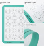 446ºF Heat Resistant Macaron Mat: U-Taste 11x11 Inch Non Stick Silicone Baking Mat, Reusable Cookies Pastry Sheet Liner with Edge Enhancement & Circle Measurement for Square Cake Pan (2 PCS, Aqua Sky)