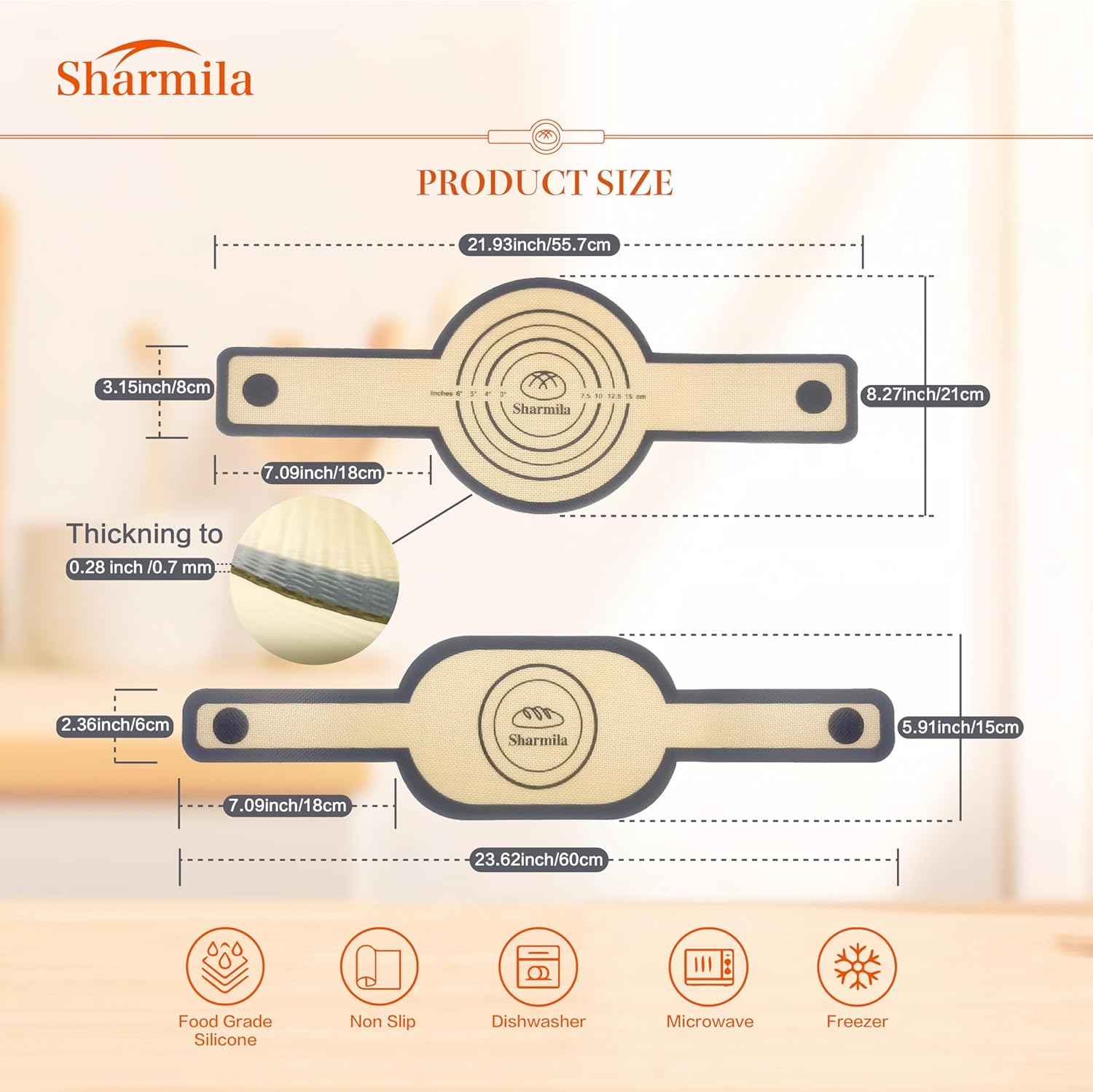 Silicone Bread Sling for Dutch Oven - Non-Stick & Heat Resistant, 2Pcs Oval and Round Reusable With Long Handles for Transfer Sourdough