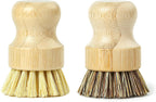 Jungle Culture Kitchen Dish Scrubber Set of 2 • Bamboo Dish Brush for Washing Pots, Pans, Dishes & Plates • Natural Bristle Wooden Brushes for Washing Up • Zero Waste Firm & Soft Eco Scrub Brush