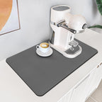 PoYang 17"x12" Coffee Mat Small, Coffee Bar Accessories for Countertop, Absorbent Dish Drying Mat, Anti-Slip and Hide Stain Pad for Espresso Machine, Espresso Maker and Kitchen Counter, Gray