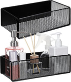 2 Pack Magnetic Basket Organizer Holder for Fridge Magnetic Storage Bin Box Containers for Refrigerator Whiteboard Classroom (Large, Black)