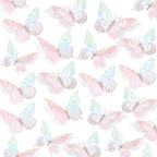 SAOROPEB 3D Wall Decor - 48 Pcs, 4 Styles, 3 Sizes - Laser Pink Butterfly Decorations for Birthday Parties, Removable Stickers