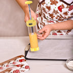 Cookie Press Gun Kit – Cookie Spritzer Set with 16 Discs and 6 Piping Tips for Baking, Cake Icing Nozzle, Deviled Egg Filler, Donut Decorating, Stainless Steel Food Syringe, Extruder, Injector