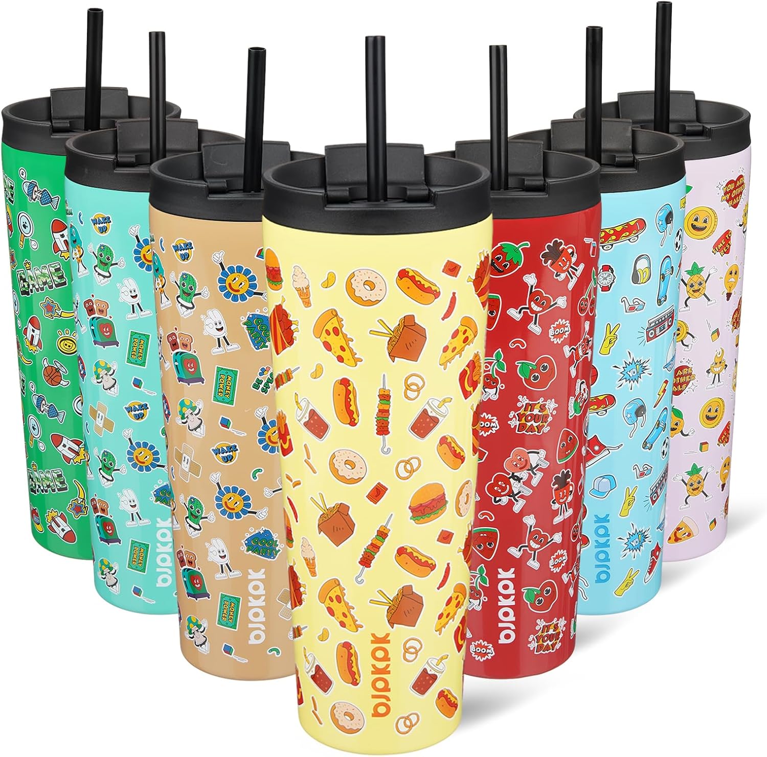 BJPKPK 26oz Tumbler With lid And Straw Stainless Steel Travel Coffee Mug Insulated Tumblers Cups,Yummy