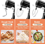 3-IN-1 Electric Stand Mixer, 6.5QT Bowl 660W 10-Speed Kitchen Mixer, Household Food Mixers include Dough Hook, Beater and Whisk, Bread Cake Mixer for Baking and Most Home Cooks, Black