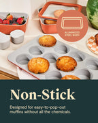 Caraway Non-Stick Ceramic 12-Cup Muffin Pan Duo - Naturally Slick Ceramic Coating - Non-Toxic, PTFE & PFOA Free - Perfect for Cupcakes, Muffins, and More - Sage