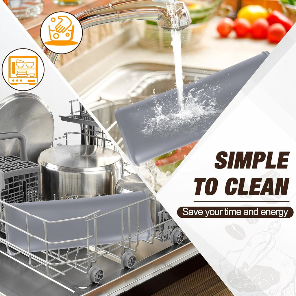 Premium Dish Drying Mat & Removable Coffee Bar Mat - 24x16 Inch Quick-Dry Silicone Mat, Heat/Waterproof Non-Slip Protector for Sink, Espresso Machine, Dishwasher Safe & Cabinets (Gray)