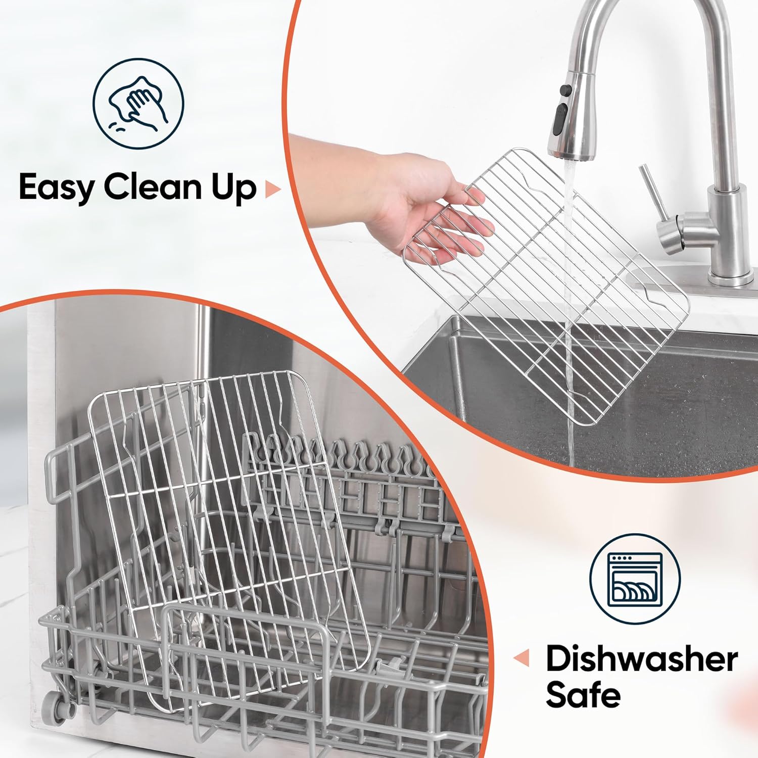 2 Pack Small Baking Cooling Racks, Homikit 9.7 * 7.5 Inch Stainless Steel Wire Rack for Cooking Roasting Grilling, Fit for Toaster Oven Pan, Non-toxic & Heavy-Duty