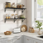 RICHFOCUS 12 Inch Deep Floating Shelves for Wall, 36" W x 12" D Black Wood Wall Shelves Set of 2, Wide Floating Shelves for Living Room, Bedroom, Kitchen, Bathroom and Decor Storage, Black