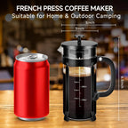 French Press Coffee Maker 304 Stainless Steel Coffee Press,with 4 Filters System, Heat Resistant Thickness Borosilicate French Press Glass, BPA-Free Brewed Tea Pot Coffee Plunger(Copper 12oz)