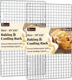 Cooling Racks for Cooking and Baking - 2 PCS 10" x 16" Grid Wire Baking Rack for Oven Cooking, Baking, Grilling, Roasting -Dishwasher Safe Bacon Rack- Fits Jelly Roll Cookie Sheet Pan-Box Packaging