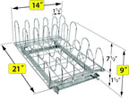 LYNK PROFESSIONAL® Pull Out Pot Lid and Cookie Sheet Organizer Rack for Cabinet - Lifetime Ltd. Warranty - Sliding Kitchen Organizers – Pans, Lids, and Tray Storage - 14W x 21D, Extra-Large, Chrome