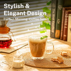 Sweese 12.5oz Borosilicate Glass Coffee Mugs Set of 4 - Double Walled, Clear Cups for Espresso, Latte, Tea