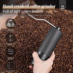 Manual Coffee Grinder Capacity 25 Grams, Stainless Steel Burrs - Wooden Handle, Burr Coffee Grinder for Home, Office, Camping, Hiking (Grey)