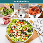 E-far Mixing Bowls with Lids, 6-Piece Stainless Steel Salad Bowls Metal Nesting Bowls for Baking Cooking and Prepping, Airtight Lids & Stackable Design, Size 4.5, 3, 1.5 QT (Blue)