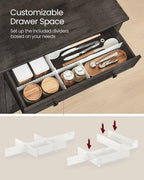 VASAGLE LIRY Collection - Buffet Cabinet, Coffee Bar Cabinet with a Drawer, Adjustable Shelf, Sideboard Storage with Cable Hole, Drawer Divider, Antique Charcoal UBBK341B02