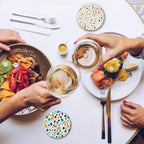 6 Pcs Coasters for Drinks with Holder, Terrazzo Marble Absorbent Ceramic Coasters with Cork Base,Cute Funny Table Drinks Coasters Tabletop Protection Mat,Table Home Decor,4 Inches